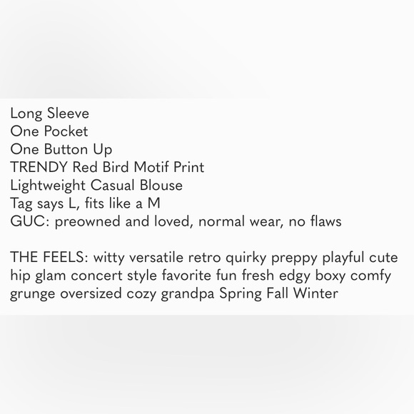 MNG Basics Long Sleeve Red Bird Print Blouse Women’s size L - Picture 2 of 13